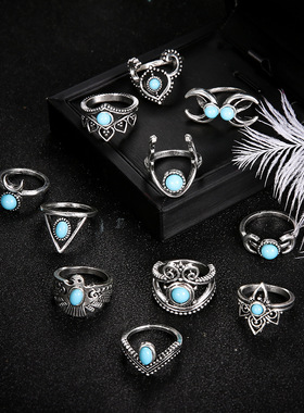 复古戒指New jewelry Bohemia owl piece set ring/women's ring