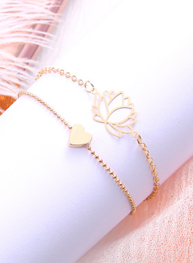 New Simple Women's Lotus Love Bracelet Hand jewelry Set