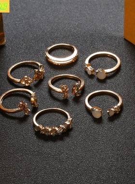 Butterfly Flower Ring Women's Vintage Wedding Crystal Rings