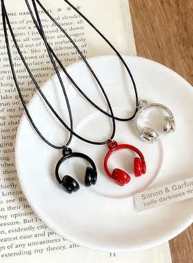 Red Long Earphone Pendant Necklace Women's Neck Accessories