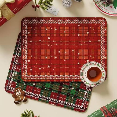 【2件装】氛围感拉满！洋气圣诞树餐垫卡通少女心小雪人地垫D - 图3
