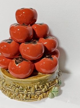 美陶《发财好柿》石湾公仔 客厅电视柜陶瓷手工柿子创意装饰摆件