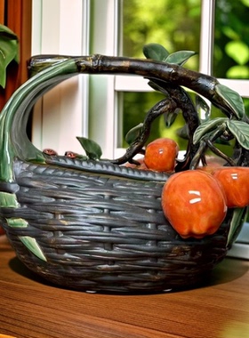 美陶《四季平安》石湾公仔 客厅电视柜苹果陶瓷玄关摆件