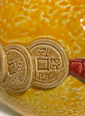 美陶《大吉大利》石湾公仔 创意家居陶瓷大桔桌面茶几喜庆小摆件