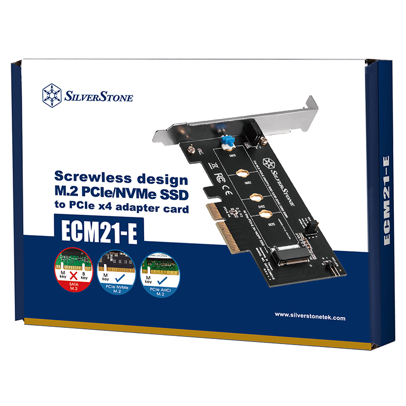 银欣SilverStone ECM21-E M.2PCIe/NVMe SSD转PCIex4免螺丝转接卡 - 图3