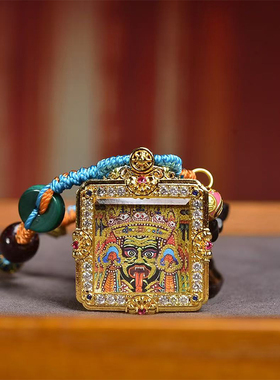 藏式手绘扎基拉姆唐卡吊坠项链