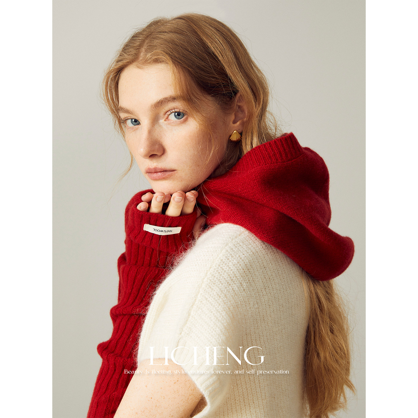 礼诚 基础款100%羊毛巴拉克拉法帽冬新年红保暖显脸小针织套头帽,淘宝优惠券,粉丝福利购,淘宝优惠卷