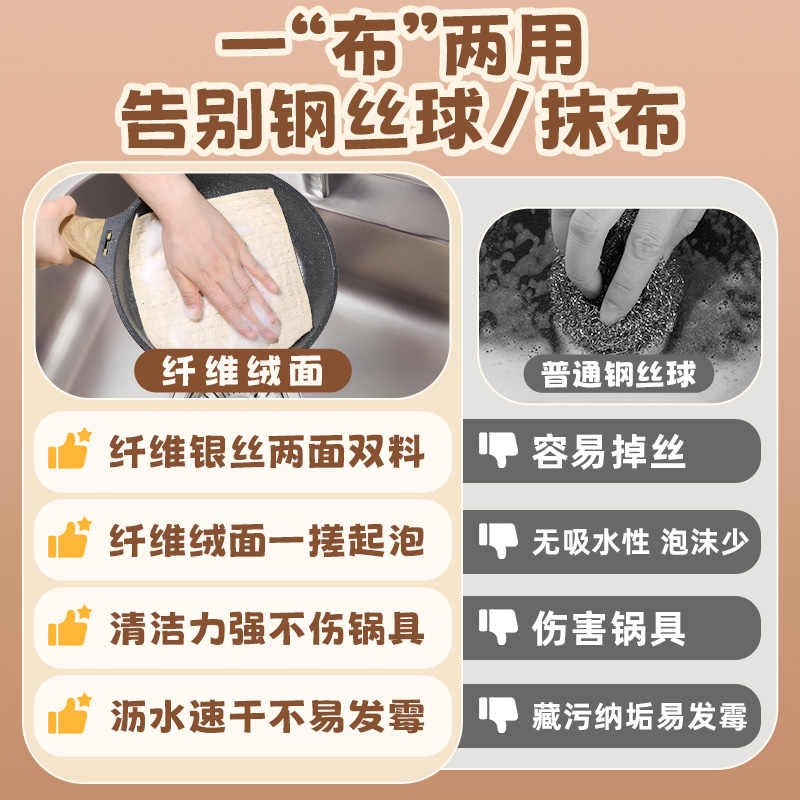 钢丝洗碗布厨房专用不易沾油金属丝银丝清洁抹布双面耐磨刷锅神器