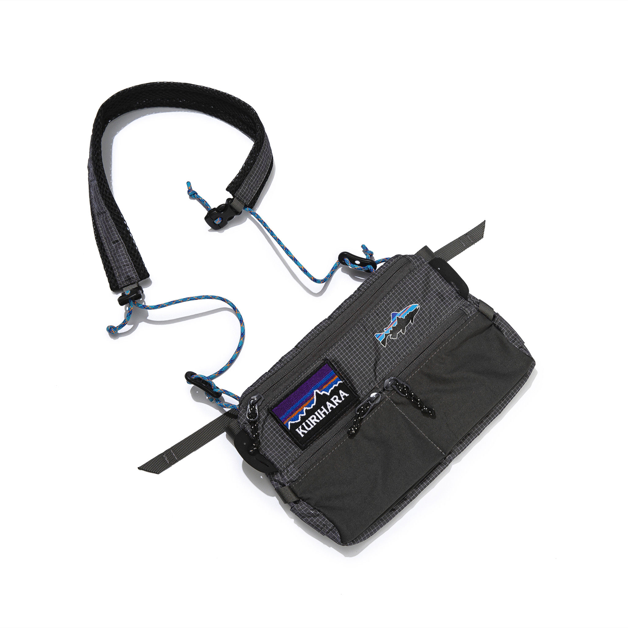 kurihara潮牌格纹飞钓胸包斜挎包 kurihara男士包袋