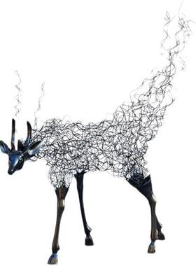 不锈钢鹿摆件酒店大堂艺术抽象铁艺镂空鹿雕塑大型动物工艺品装饰