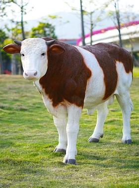 室外卡通牛造型仿真黄牛摆件大型道具公牛玻璃钢雕塑火锅饭店模型