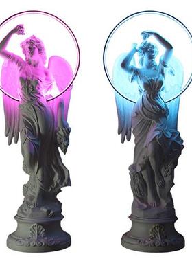 酒吧发光四季天使装饰摆件大型玻璃钢雕塑招财网红打卡景观石膏像