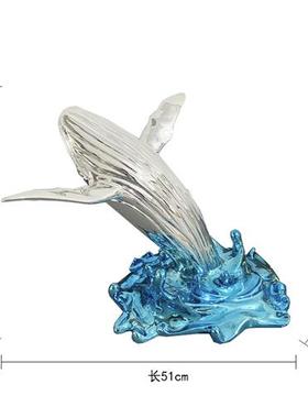 鲸鱼雕塑摆件海豚鲨鱼落地装饰售楼处酒店大堂楼梯间玻璃钢艺术品