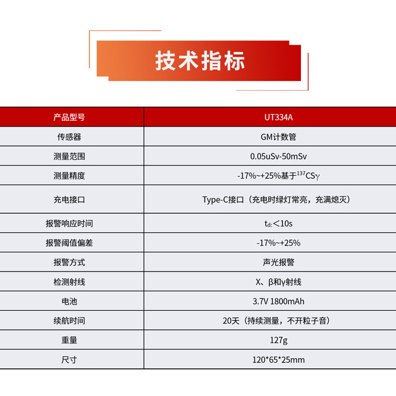 优利德UT334A高精度辐射剂量测试仪核辐射个人剂量报警放射性监测 - 图0