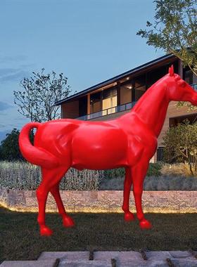 玻璃钢大马雕塑落地摆件酒店会所客厅大厅装饰工程室内摆设品户外