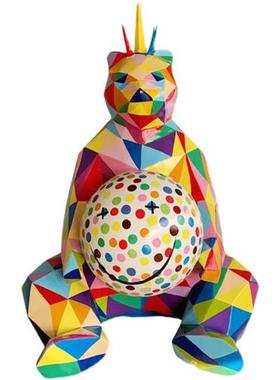 玻璃钢雕塑定制大型几何动物抽象块切面熊鹿兔子摆件户外园林景观