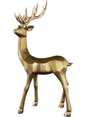 仿不锈钢鹿雕塑摆件银色金属梅花鹿酒店售楼部园林景观道具小品