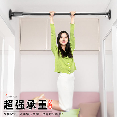 免打孔眼窗帘杆卧室免钉安装罗马杆挂钩式超长客厅隔断门帘伸缩杆 - 图1