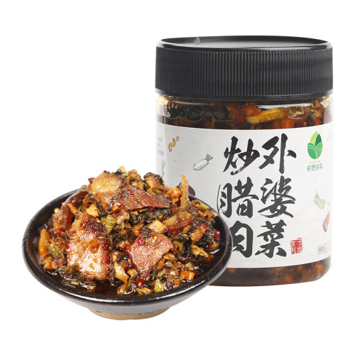 [田野故事]湖南湘西外婆菜炒腊肉梅干菜萝卜丁下饭菜拌饭咸菜瓶装 - 图0