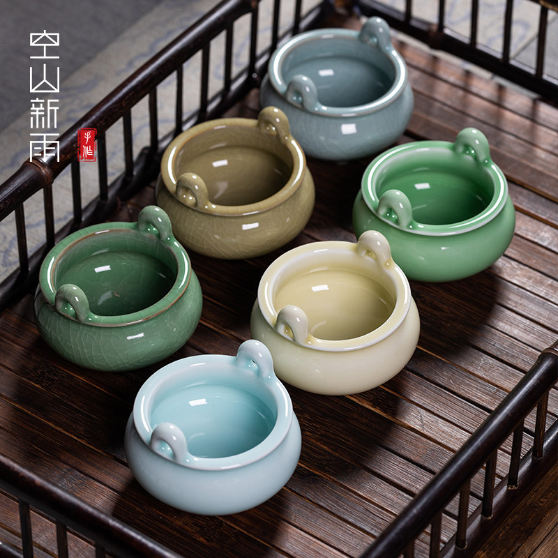 空山新雨复古龙泉青瓷三足香炉陶瓷小号家用香薰供佛创意茶道摆件,淘宝优惠券,粉丝福利购,淘宝优惠卷