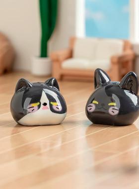 可爱猫头动物创意diy工位摆件礼物汽车车载摆件桌面装饰 卡通创意