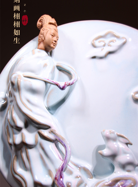 送礼祝福中式风人物白色桌面摆件