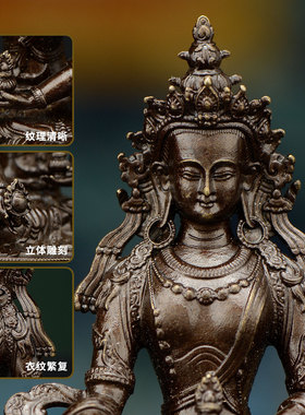 闯隆7cm地藏王鎏金铜像摆件