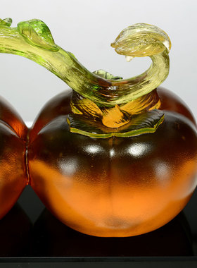 闯隆古法琉璃柿柿如意装饰品摆件