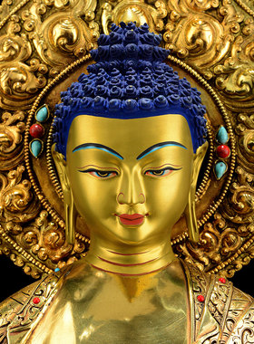 全鎏金15寸大背光铜像释迦牟尼