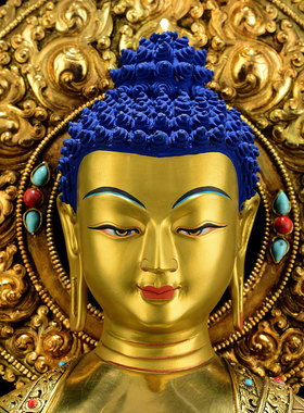 全鎏金15寸大背光铜像药师佛摆件