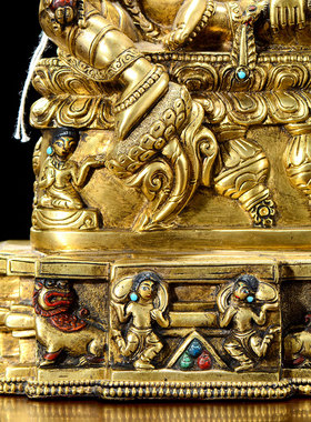 闯隆尼泊尔鎏金19cm黄财神铜雕像