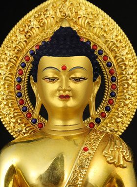 闯隆铜鎏金雕花精工铜像摆件5寸