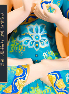 闯隆精工彩绘释迦铜像药师佛摆件