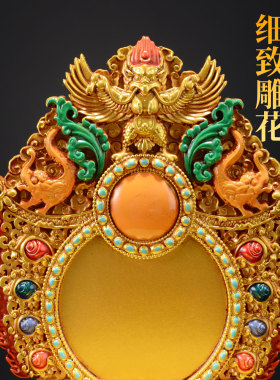 家用增高佛台带背光铜像底座摆件