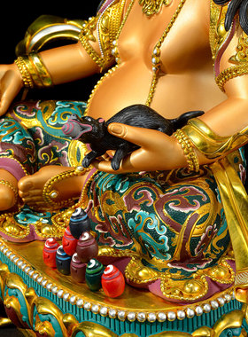 彩绘7/10/15寸黄财神铜雕像摆件