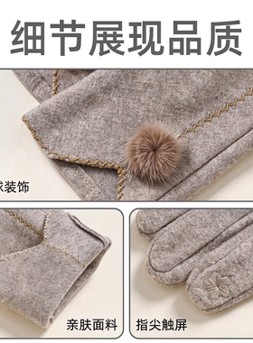 女士秋冬触屏加绒防风保暖手套