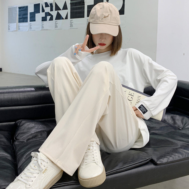 春秋季2021新款灯芯绒加绒阔腿裤 莎芬阿美休闲裤