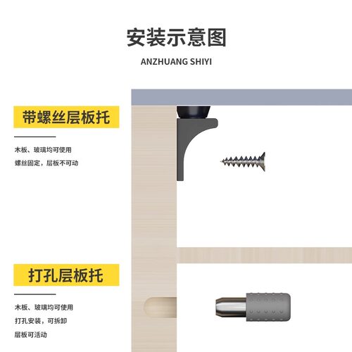 玻璃层板托酒柜隔层支撑架橱柜板拖承重家具配件衣柜隔板固定托钉 - 图3