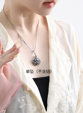 足银翡翠A货醒狮吊坠高级感单坠项链女DIY配件民族风首饰小众设计