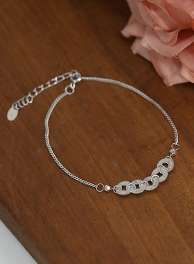 925银钱币手链女五帝钱碎冰冰手环潮流高级感小众设计手环