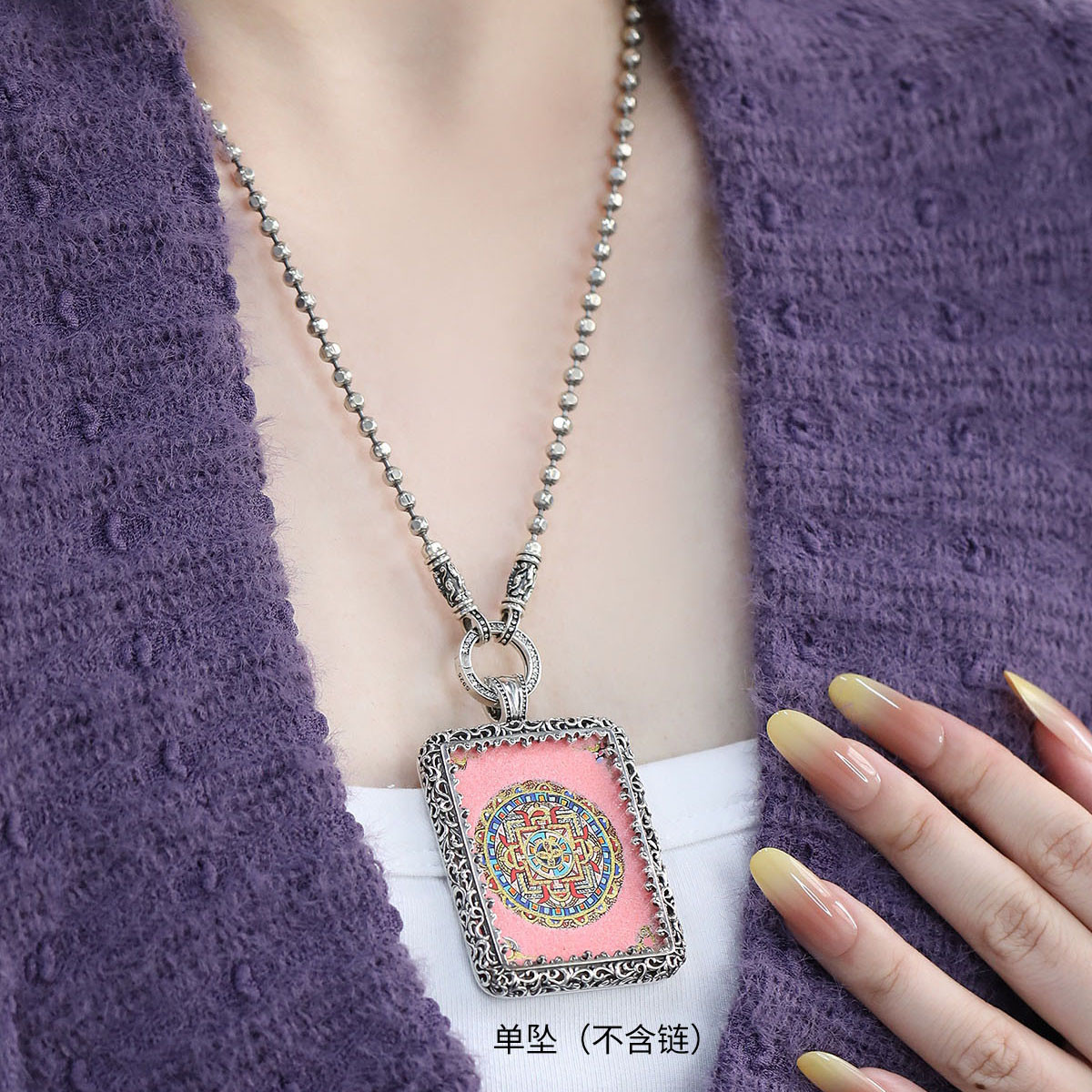 925银唐卡吊坠女国潮风轻奢高级感小众设计单坠无项链女DIY配件 - 图0