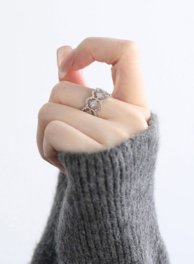 925银复古国风花纹戒指女中性风指环高级感装饰小众设计尾戒女