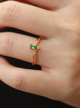 925银绿色水滴线条戒指女2025年轻奢时尚小众设计感指环饰品