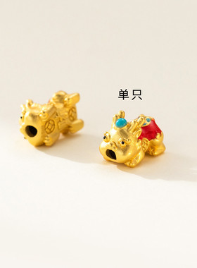 999足银3D硬银貔貅隔珠滴胶手串散珠diy手工编绳配件