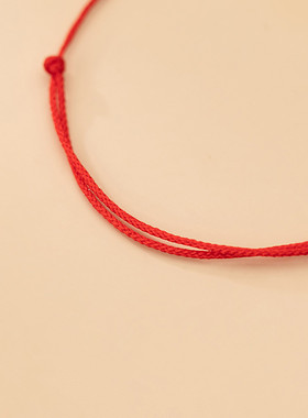 S925银金色小清新款推拉红绳手链女diy手工编织手绳手串