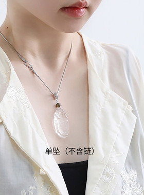 925银水晶佛吊坠高级感单坠项链女DIY配件民族风首饰小众设计
