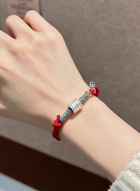 足银999编绳手链女轻奢高级感2025年小众手环时尚百搭民族风饰品