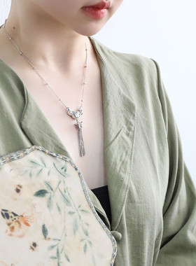 925银如意流苏项链女民族风锁骨链轻奢高级感小众设计链子毛衣链