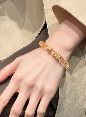 玄学旺财925银黄水晶黄财神手链女轻奢高级感国风新中式手串