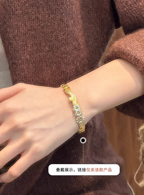 足银999狐狸花朵手镯女高级实心镯子手环文艺复古民族风饰品礼物